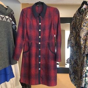 Maje Tweed Dress - Navy/Red